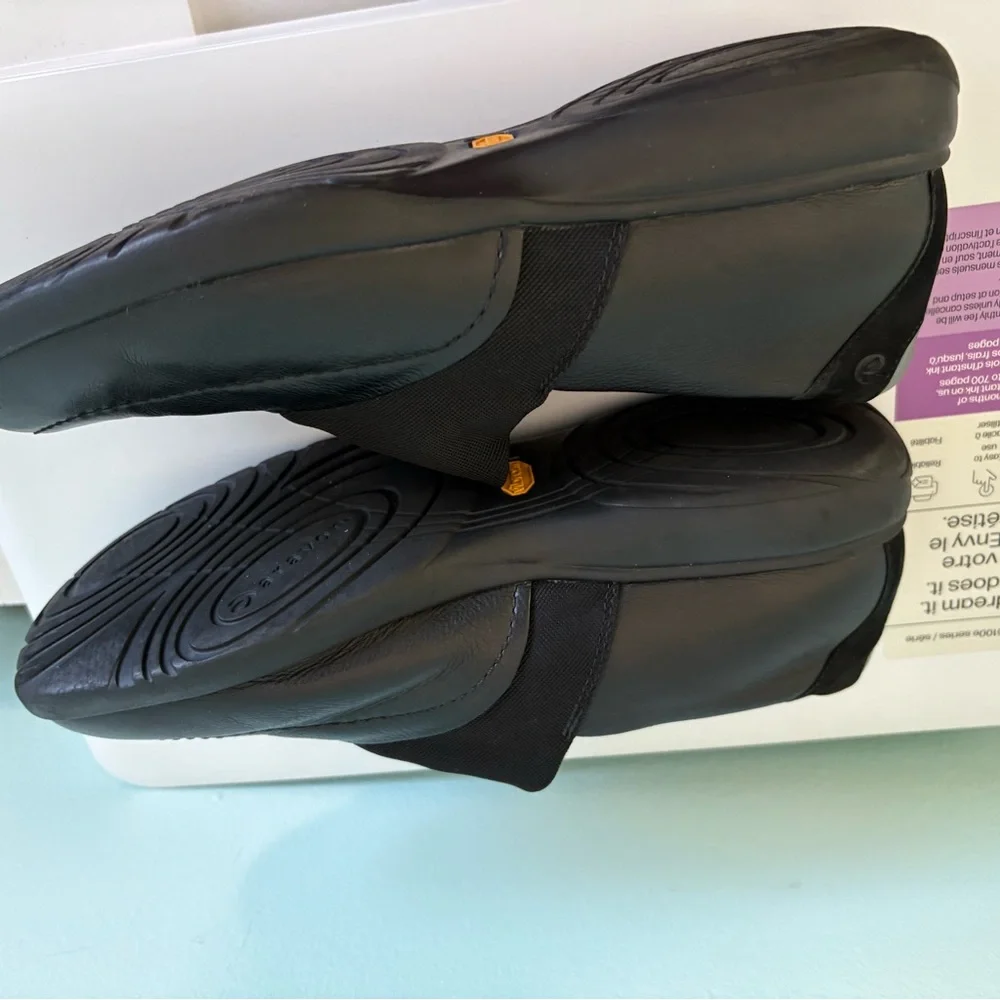 Aravon New Balance Shoes Womens 9 M Black Slip On Loafers Leather Comfort Vibram